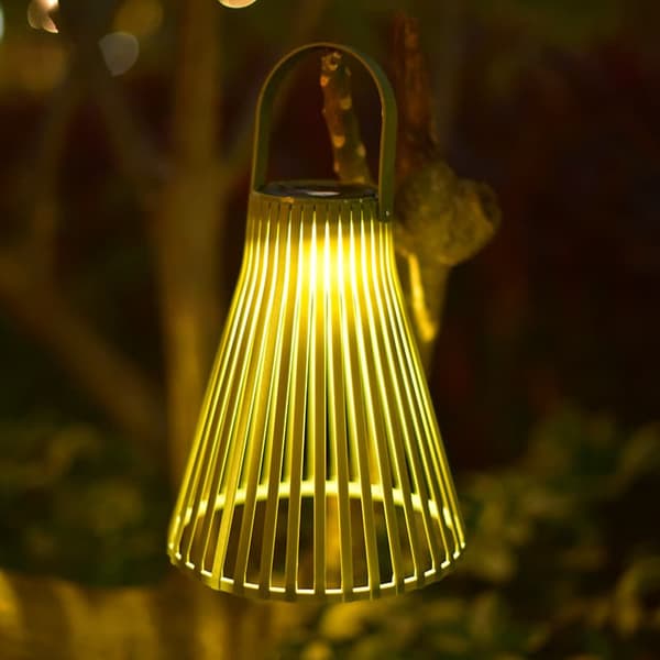 OBOSOE Taklampa Solcellslampa Utomhus Trädgårdslampa Lykta Retro Flätad Bambulampa 1-pack