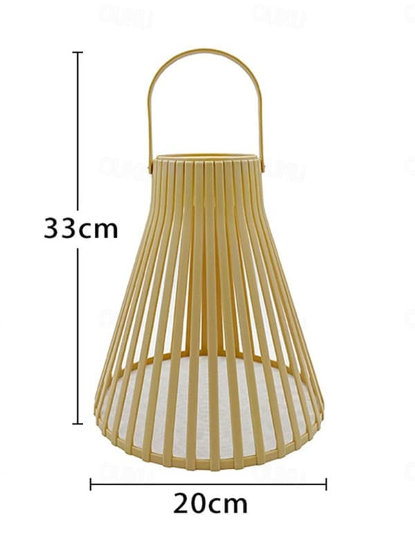 OBOSOE Taklampa Solcellslampa Utomhus Trädgårdslampa Lykta Retro Flätad Bambulampa 1-pack