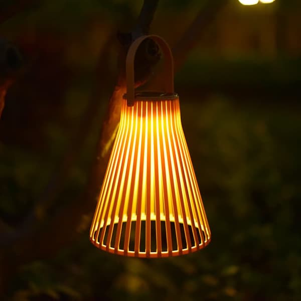 OBOSOE Taklampa Solcellslampa Utomhus Trädgårdslampa Lykta Retro Flätad Bambulampa 1-pack