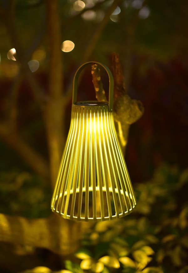 OBOSOE Taklampa Solcellslampa Utomhus Trädgårdslampa Lykta Retro Flätad Bambulampa 1-pack