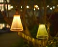 Miniatyrbild 1 av 10: OBOSOE Taklampa Solcellslampa Utomhus Trädgårdslampa Lykta Retro Flätad Bambulampa 1-pack
