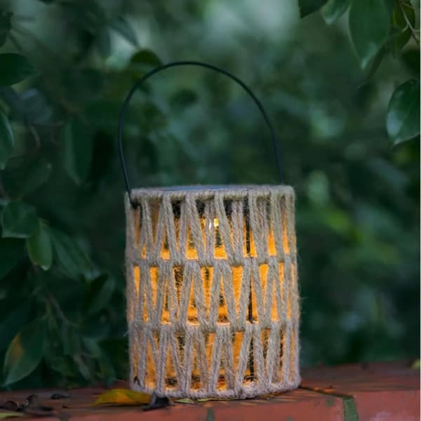 OBOSOE solcelledrevet hængende bambuslanterne – vandtæt udendørs lampe til have og terrasse