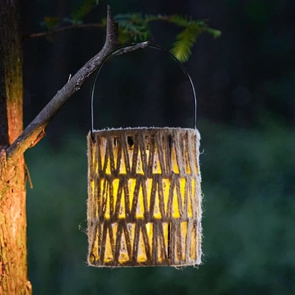 OBOSOE solcelledrevet hængende bambuslanterne – vandtæt udendørs lampe til have og terrasse