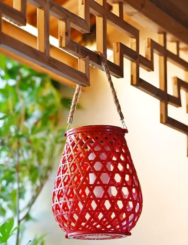 OBOSOE Rattan Solar Lantern – Udendørs hængende lanterne til have, terrasse, balkon