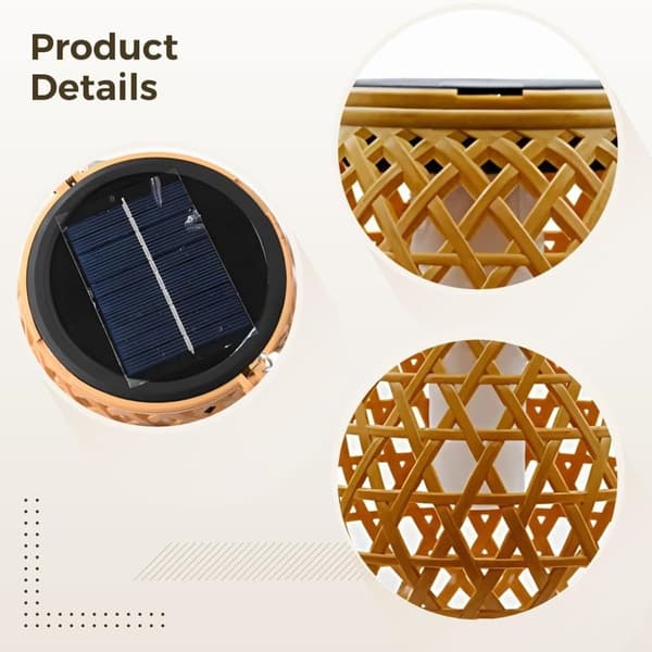 OBOSOE Rattan Solar Lantern – Udendørs hængende lanterne til have, terrasse, balkon