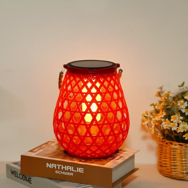 OBOSOE Rattan Solar Lantern – Udendørs hængende lanterne til have, terrasse, balkon Stil 2