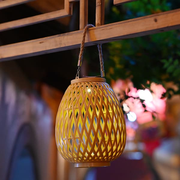 OBOSOE Rattan Solar Lantern – Udendørs hængende lanterne til have, terrasse, balkon