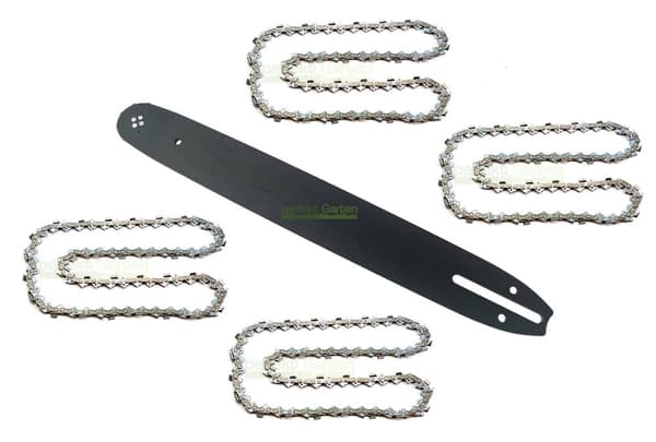 40cm 1,3 mm 3/8" 56 TG Sværd + 4X kæde for IKRA Mogatec KSB 3940 / BUDGET BKS 402