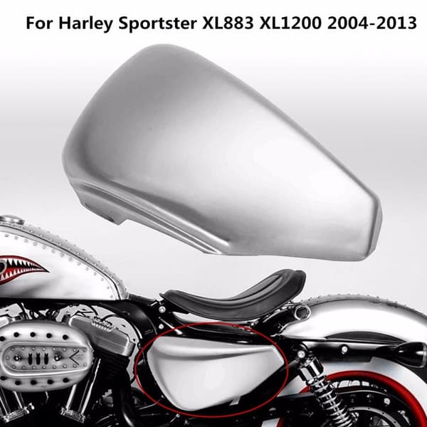 Krom Silver Motorcykel Motorcykel Vänster sida batteriskyddsskydd med 2 st spänne 34,5x17,5x6cm