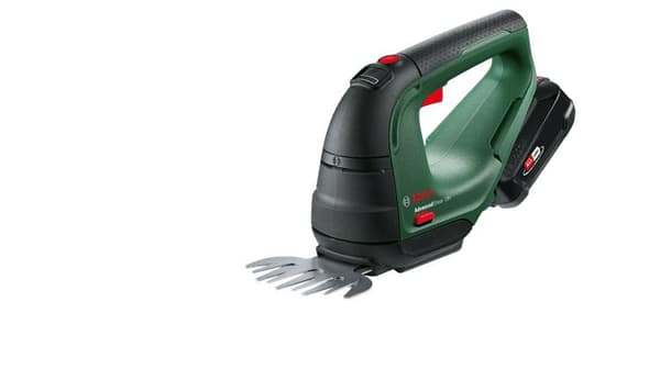 Bosch AdvancedShear 18V-10 batteribuske och grässax - Inkl. busksaxblad (20 cm) och gräsklippningsblad (10 cm) - Med 18 V batteri och laddare