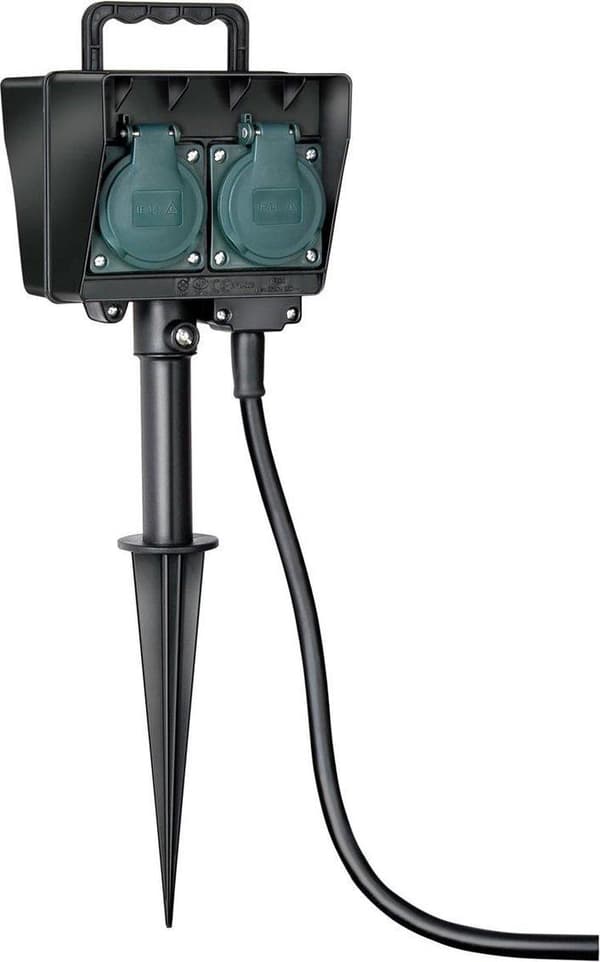 Brennenstuhl 1154450 Havestik med jordstift 4x230V | Stikkontakt til haven Sort