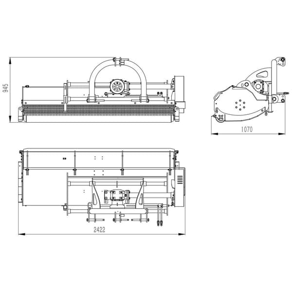 Wiesenfield Slaghack - 2150 mm arbetsbredd - Trepunktsupphängning (Kat. I/II) - Självrengörande rulle