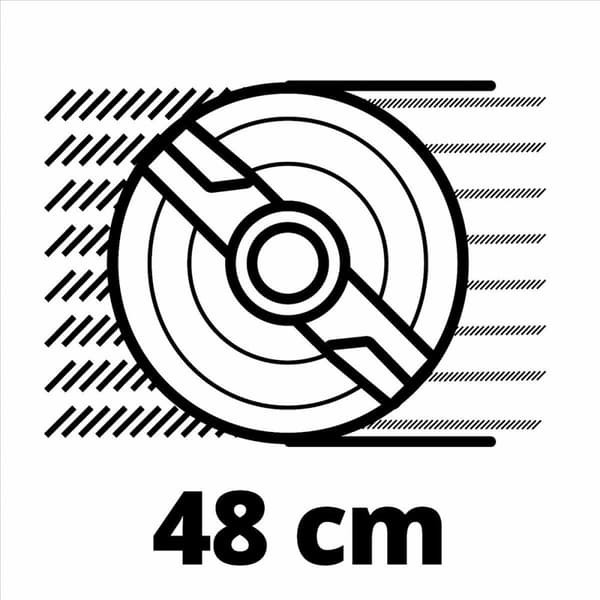 Einhell sladdlös gräsklippare GE-CM 36/48 Li M-| Solo. Typ: skjutgräsklippare, klippbredd: 48 cm, minsta klipphöjd: 3 cm. Energikälla: uppladdningsbar