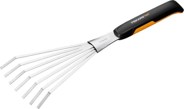 Fiskars 7-stift handfläktkrata, längd: 44,3 cm, bredd: 12,5 cm, svart/orange, rostfritt stål/plast, Xact, 1027044 (1027044)