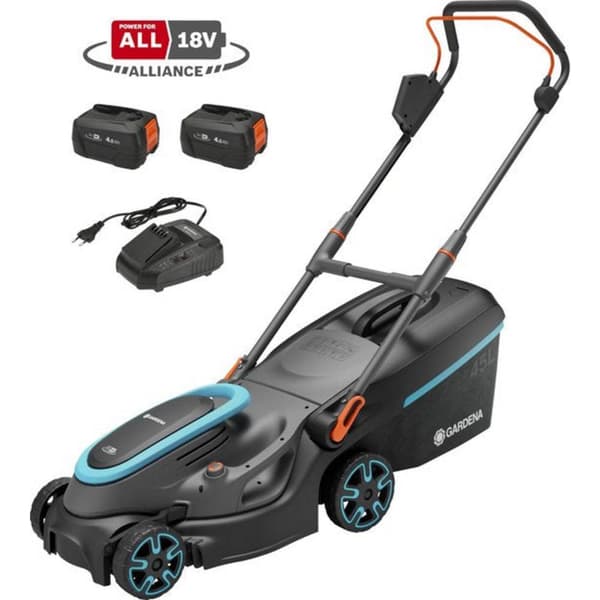 GARDENA PowerMax 37/36V P4A Read Batteri Gräsklippare inkl. 2 batteri, inklusive laddningsstation, Höjdjusterbart handt