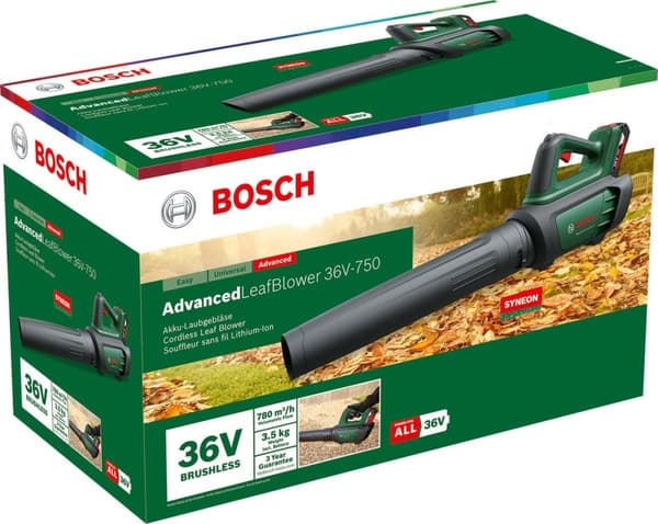 Bosch Advanced LeafBlower 36V-750 - lehtipuhallin - johdoton ilman akkua, ilman laturia - 750 m/h. - 100-200 km/h - 2,8 kg (06008C6001)