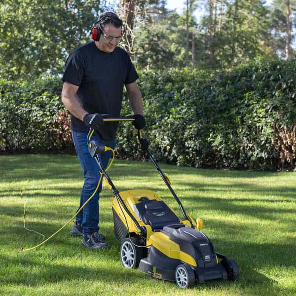 Powerplus Elektrisk Plæneklipper Powxg6251 1600w 380 Mm Søvfarvet