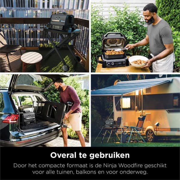 Ninja Woodfire Outdoor Grill - Svart - Metall - Plast - Rostfritt stål - Rektangulär - Galler - 1 zon(er) -
