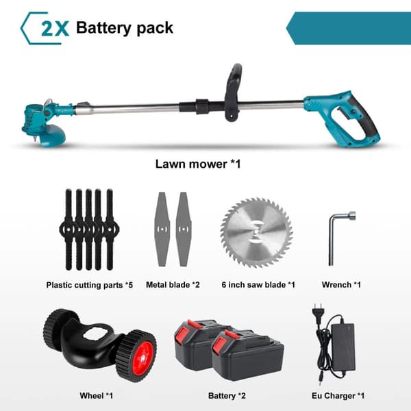 Folding Cordless Plæneklipper, Alsidige Klinger, Letvægtsdesign,Blå 2, EU