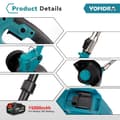 Miniatyrbild 5 av 7: YOFIDRA Borstlös elektrisk gräsklippare Handhållen sladdlös grästrimmer Längdjusterbar trädgårdsredskap Innehåller 2 batterier