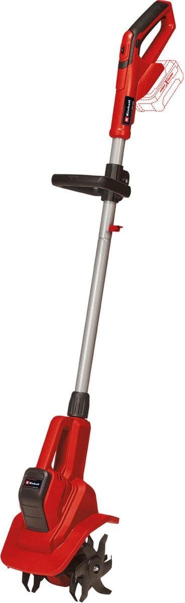 Einhell akkukultivaattori GE-CR 18/20 Li E Solo Power X-Change (18 V - Li-ion - elektroninen nopeudensäätö - 4 leikkuuterää - lisäkahva - ilman akkua