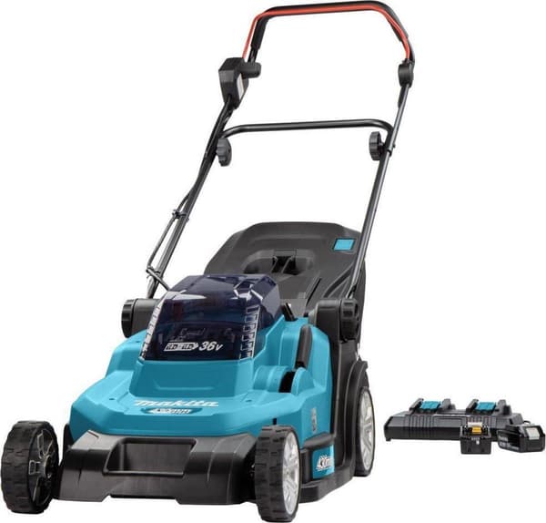 Makita - DLM432PT2 - 2x 18V - batteri - plæneklipper - sæt - 2x 5,0 Ah - duo oplader