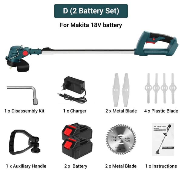 Elektrisk Grästrimmer, 21V 900W Effekt, Sladdlös Design,D