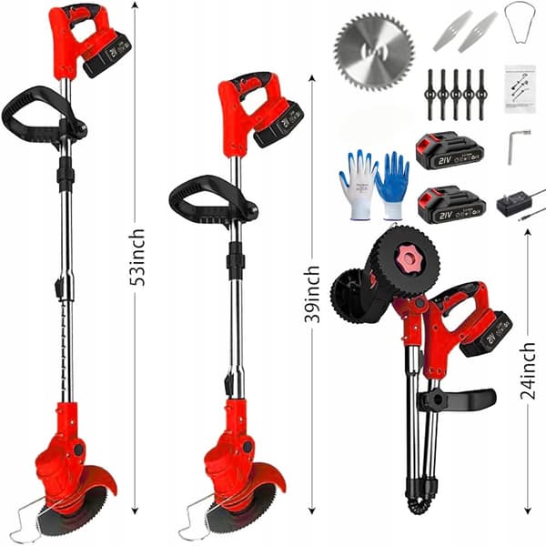 21V Sladdlös Grästrimmer, 3-i-1 Funktionalitet, Justerbar Längd,EU