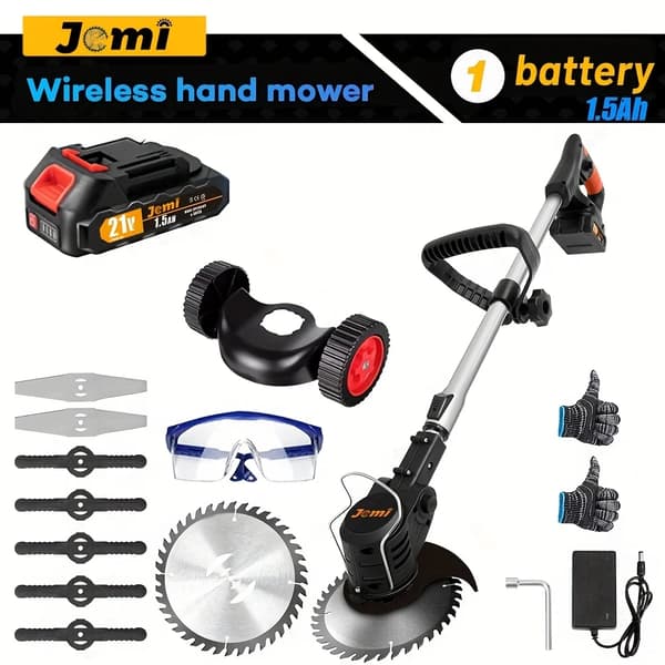 Trådlös Handgräsklippare, 20 000 RPM Motor, 3 Klippverktyg,1x batteri