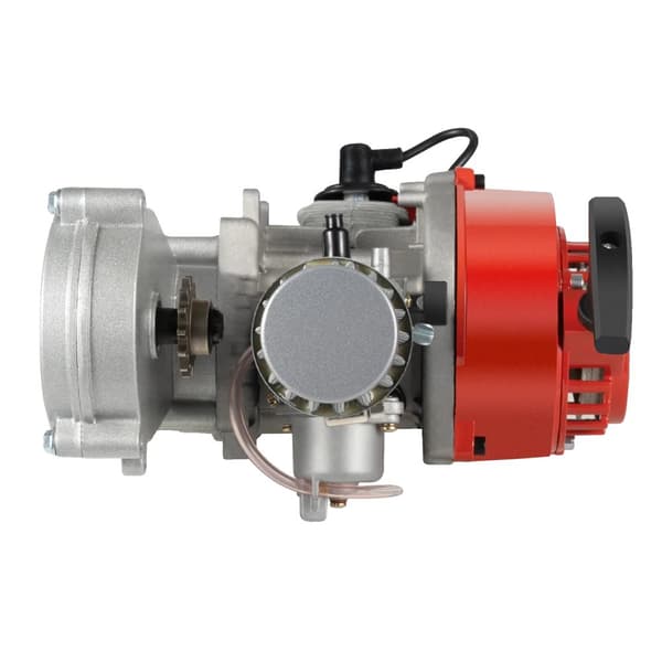 2-takts mini motor, 49cc, snorstart, maksimal effekt 1,9 kW,Sølv