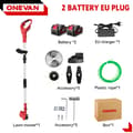 Miniatyrbillede 2 af 2: Børsteløs Elektrisk Plæneklipper, Trådløs Betjening, Justerbar Højde,2 Batteri 1EU Stik