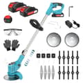 Miniatyrbild 1 av 4: X-COTEC Grästrimmer, Justerbart teleskophandtag, Lättviktsdesign,Professionella gräsklippare, två batterier, Blå