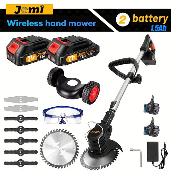 Trådlös Handgräsklippare, 20 000 RPM Motor, 3 Klippverktyg,2x batteri