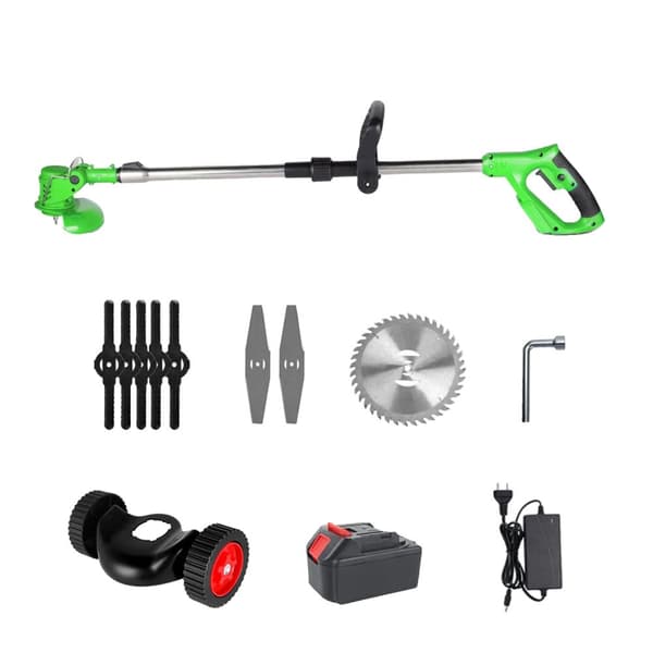 Batteridriven gräsklippare, 1500W effekt, 12000 RPM hastighet, justerbar klippbredd,EU, Grön 1x Batteriuppsättning