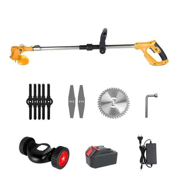 Batteridriven gräsklippare, 1500W effekt, 12000 RPM hastighet, justerbar klippbredd,Gul 1x Batteri Set, EU