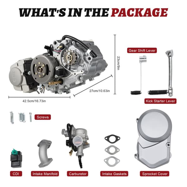 125CC motor, 4-takts, enkelt cylinder