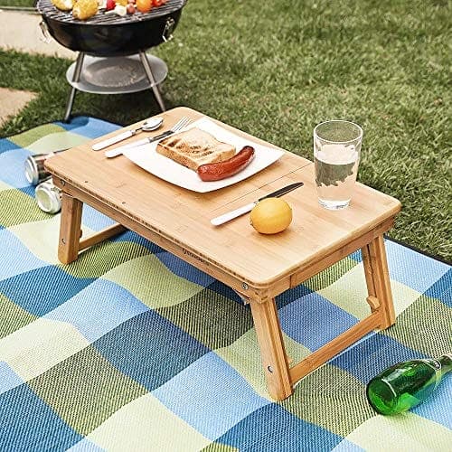 Songmics Bambu Lap Desk, Laptop Table, Breakfast Tray med 5 justerbara lutningsvinklar, Natural