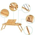 Miniatyrbild 4 av 6: Songmics bambu bärbar dator skrivbord, vikbar sängbord, för vänsterhander, små