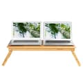Miniatyrbild 6 av 6: Songmics bambu bärbar dator skrivbord, vikbar sängbord, för vänsterhander, små