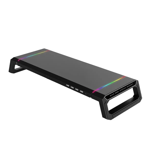 Monitorstand, Ergonomisk Design, 4 USB 3.0 Porte,sort