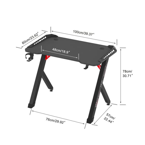 Gamingbord, Stor Størrelse 120 cm, Robust Materiale Konstruktion,Sort S