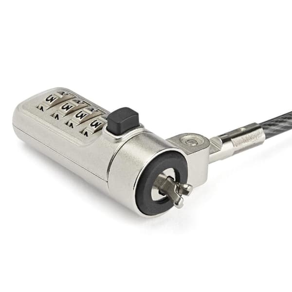 StarTech.com LTLOCKNBL kannettavan tietokoneen turvalukko (4-numeroinen säädettävä yhdistelmälukko, Noble Security Wedge -turvapistorasioihin, 2 m ter