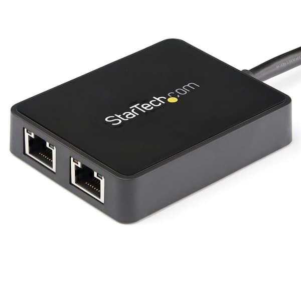 StarTech.com USB 3.0 till Dual Port Gigabit Ethernet LAN-adapter med USB-port - Svart - Nätverksadapter - USB 3.0 - GigE - 1000Base-T - 2 portar - Sva