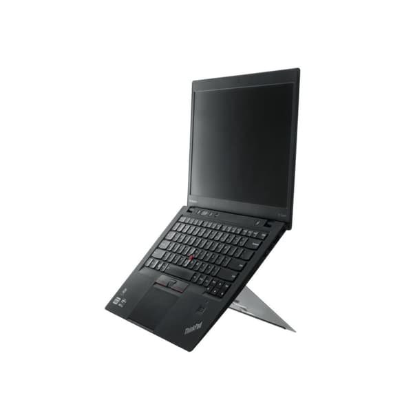 R-Go Riser Attachable Laptop Stand, Justerbar notebookstander i aluminium, Ergonomisk og kompakt, Kompatibel til bærbar computer (10-22 tommer), Foldb Sort