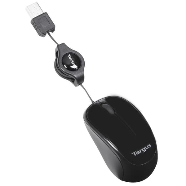 Targus Mouse - Kompakt med indragbar kabel / Blå Svart