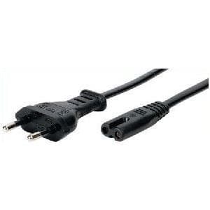 Nettilslutningskabel, Euro-stik til Euro 8-stik, sort, 1,8 m tilslutningskabel til notebooks, hi-fi-enheder osv. for de fleste europæiske lande (80831