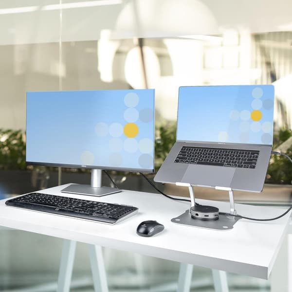 StarTech.com Bärbar datorställ för skrivbord, Ergonomiskt bärbar stativ justerbar höjd, aluminium, bärbar, stöder upp till 22lb (10 kg), hopfällbar bä