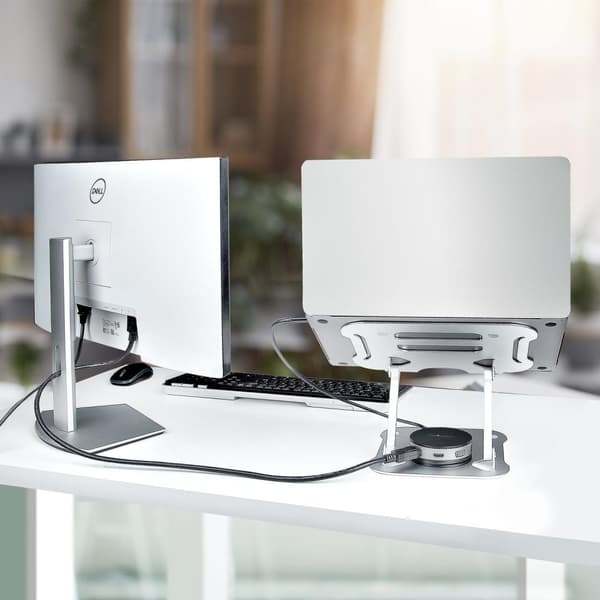 StarTech.com Bärbar datorställ för skrivbord, Ergonomiskt bärbar stativ justerbar höjd, aluminium, bärbar, stöder upp till 22lb (10 kg), hopfällbar bä