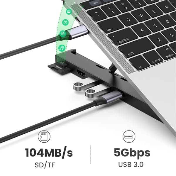 UGREEN X-Kit Ergonomic Laptop Stand med 5-i-1 USB-C Dock Sort