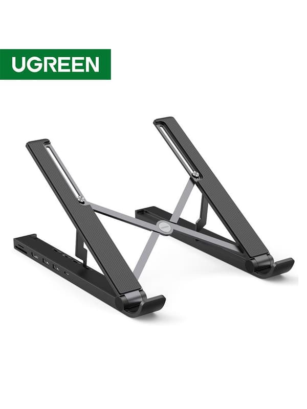 UGREEN X-Kit Ergonomic Laptop Stand med 5-i-1 USB-C Dock Sort